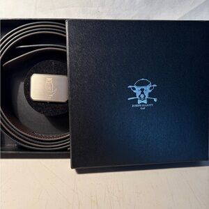 Joseph Elliot Men's Brown & black 2 Leather Belt w/Silver Buckle new with box